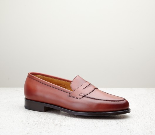 酒红牛皮乐福鞋